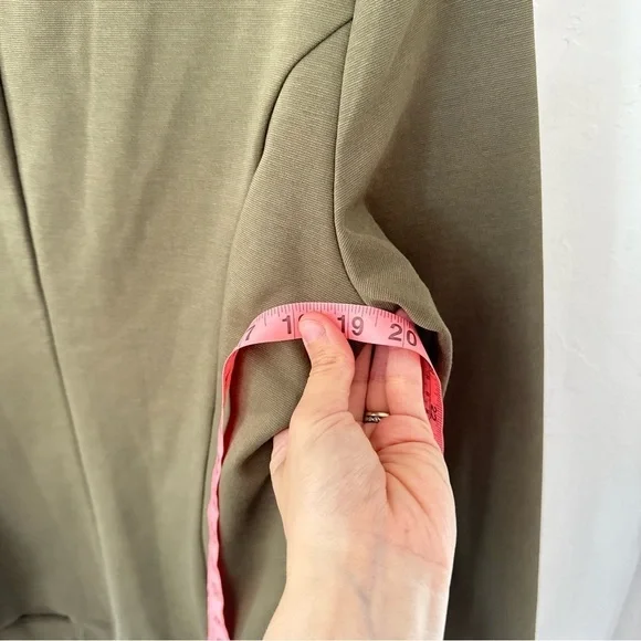 Ichi Mossy Green Supple Cinched Jersey Stretch Single Breast Blazer Medium - Picture 5 of 11